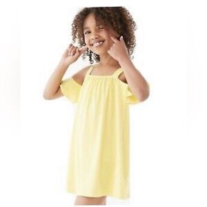 FOREVER 21 GIRLS COLD SHOULDER DRESS - YELLOW SIZE 5/6 (NEW WITH TAGS) A12